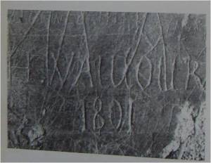 Graffito-firma di un visitatore (H. Vamour 1801), nel bagno della villa di Diomede