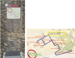 Pannello "Inizio percorso di uscita" e indicazione sulla mappa con riquadro giallo del punto in esame