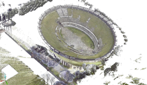 Pompeii, Amphitheater. Point cloud model, axonometric view from south-eastern.