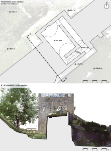 Pompeii, 'Torre di Mercurio'. Planimetric cross section mesh model at 61 meter above sea level. 
